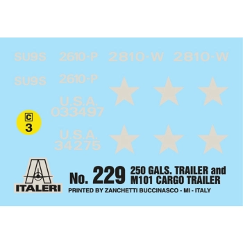 Italeri 0229 - 250 galons Tank Trailer - M101 Cargo Trailer 1:35
